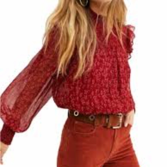 Free People Roma Printed Ruffle Blouse - Picture 2 of 9